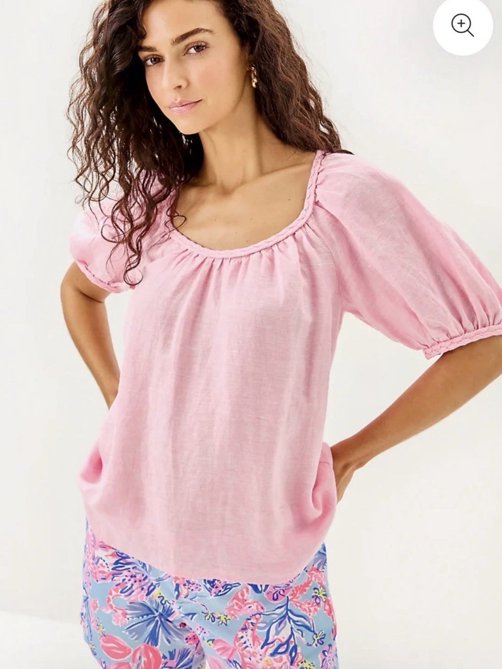 Lilly Pulitzer Pink Scoop-Neck Puff Sleeve Tunic XL